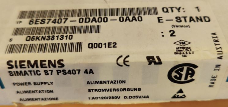 S7-400, PS407, 4A (6ES7407-0DA00-0AA0)