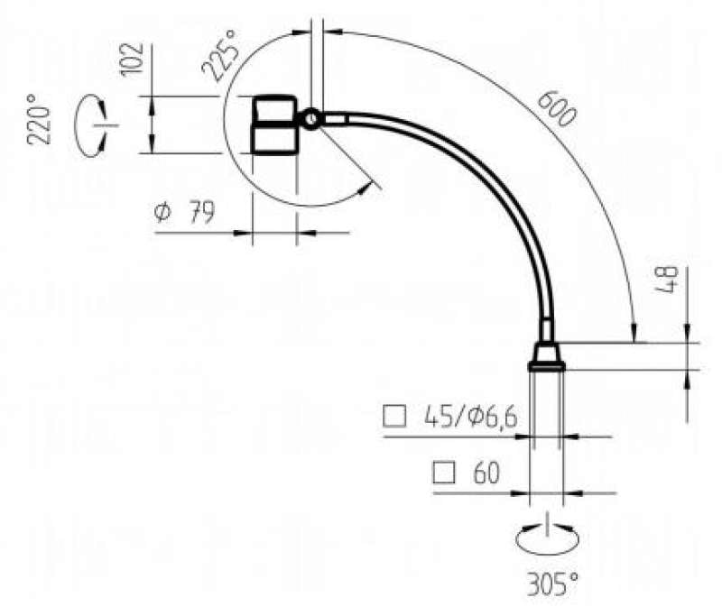 Waldmann lampe med fleksibel arm - 230Vac (RFD 600/850/D) (113183000-00680251)