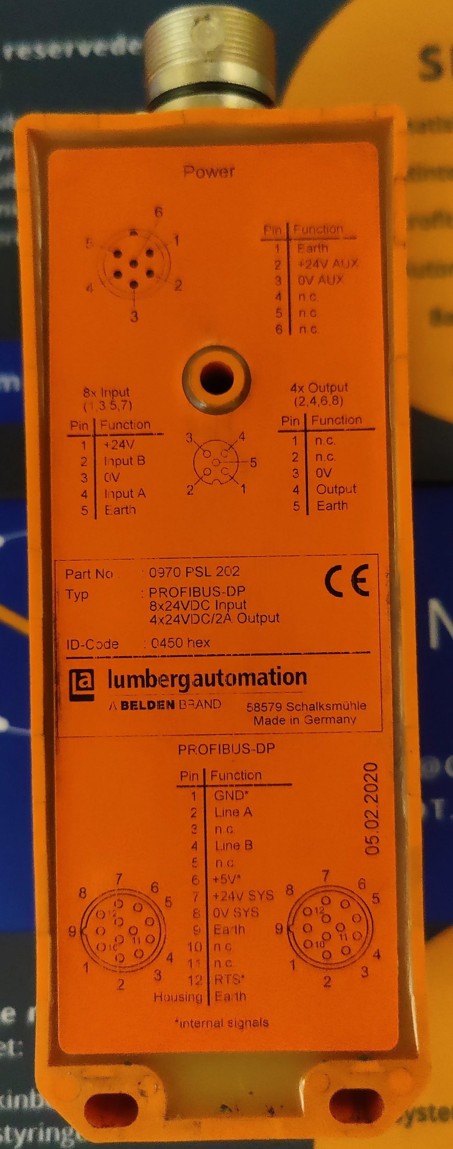 Lumberg, Profibus-DP, 8x24vdc Input / 4x24vdc (2A) Output (0970 PSL 202)