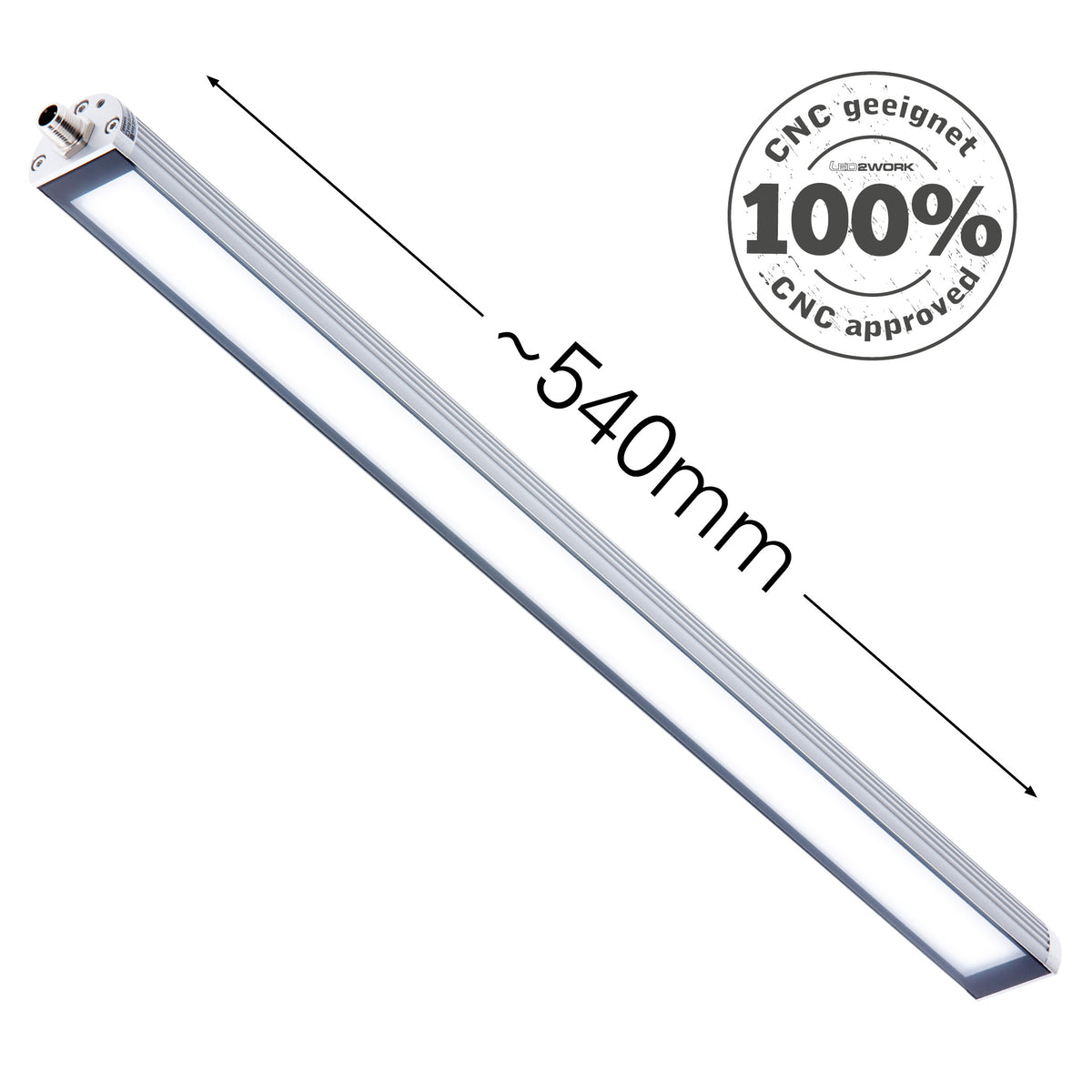 Maskinlampe i Ø40mm design, i længder fra 190-1040 mm, 24Vdc, passer perfekt der hvor pladsen er trang, TUBELED_40 - shop.cncmidt.dk