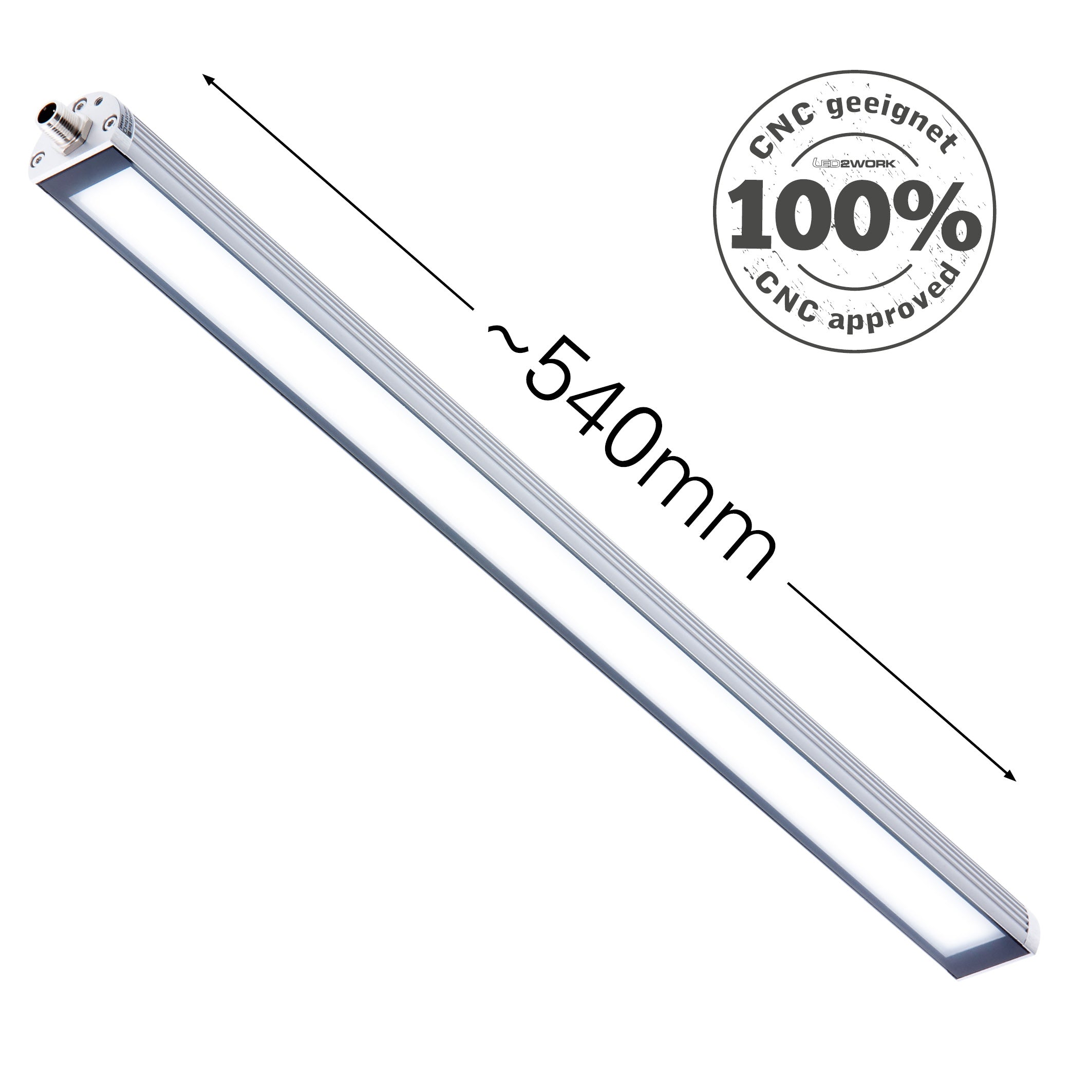 Maskinlampe i Ø40mm design, i længder fra 190-1040 mm, 24Vdc, passer perfekt der hvor pladsen er trang, TUBELED_40 - shop.cncmidt.dk