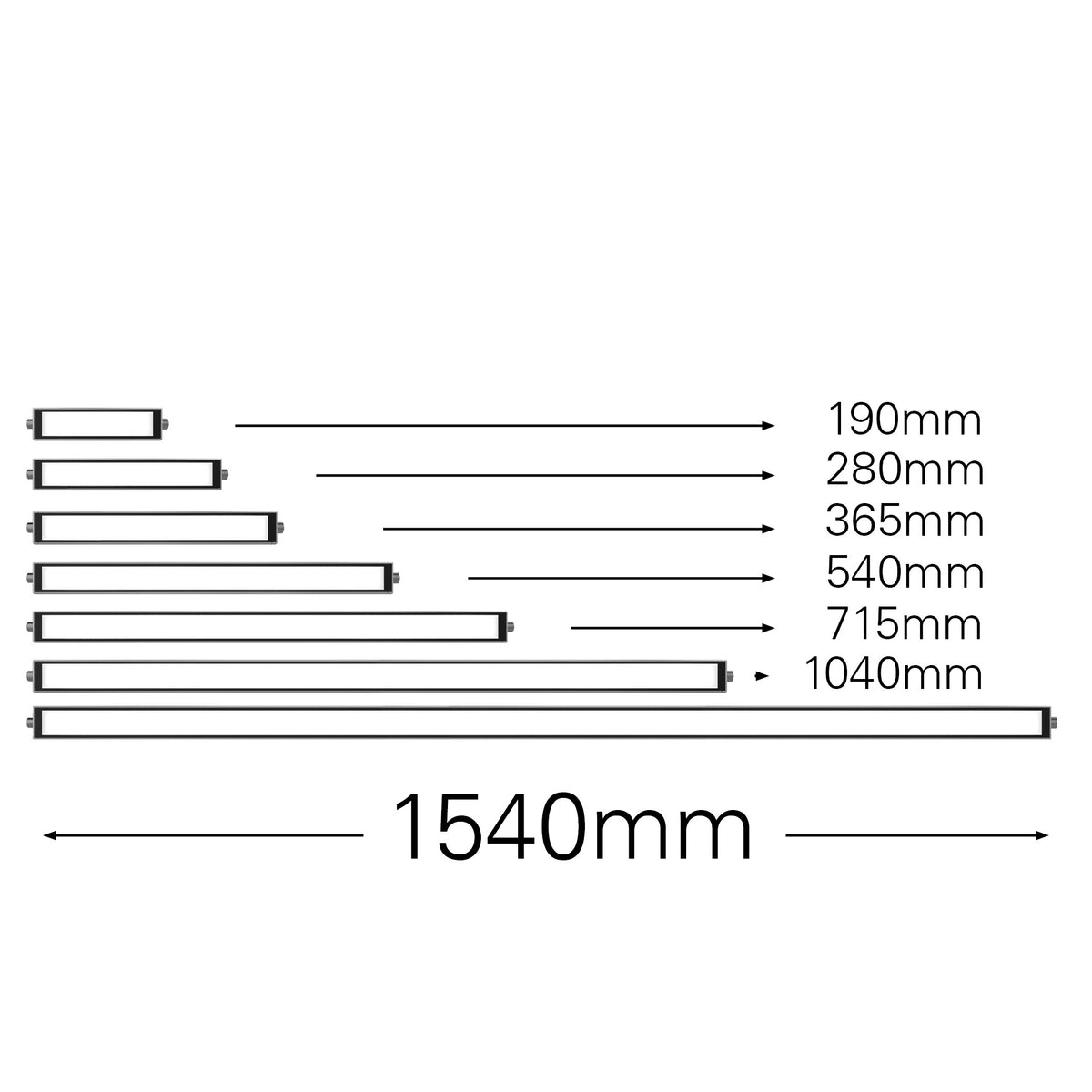 Maskinlampe i Ø40mm design, i længder fra 190-1040 mm, 24Vdc, passer perfekt der hvor pladsen er trang, TUBELED_40 - shop.cncmidt.dk