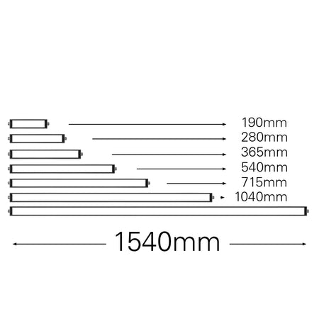 Maskinlampe i Ø40mm design, i længder fra 190-1040 mm, 24Vdc, passer perfekt der hvor pladsen er trang, TUBELED_40 - shop.cncmidt.dk