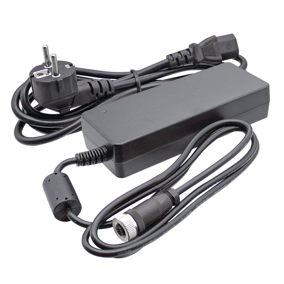 Ekstern strømforsyning med ledning, 230Vac / 24Vdc, 60-120W, med M12 stik og 230Vac Schuko stik (210100-02/05)