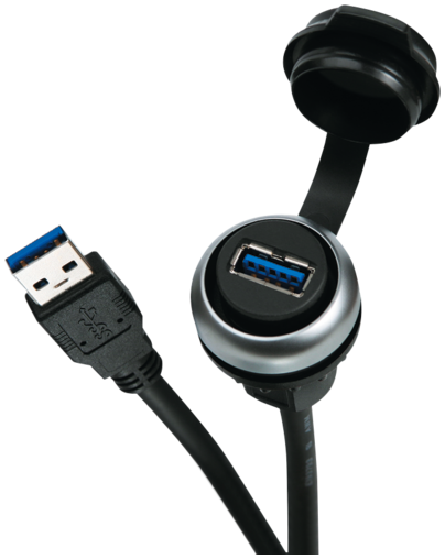 Murr USB frontstik, USB 3.0, Form A, Sølv (Art No. 4000-73000-0160000)