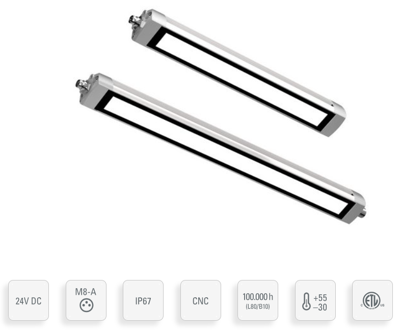 Ultra tynd Maskinlampe i Ø25mm design, i længder fra 205-1040 mm, 24Vdc, passer perfekt der hvor pladsen er trang, TUBELED_25 (154X10-01)