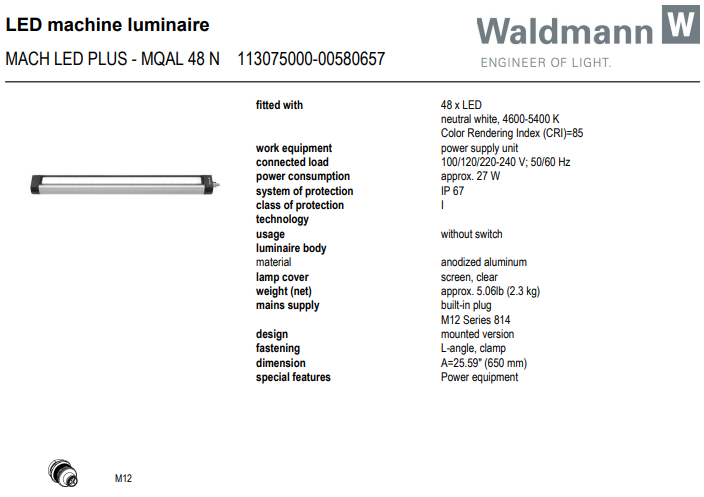 Maskinlampe, MQAL 48 N - 230Vac MACH LED PLUS (113075000-00580657)