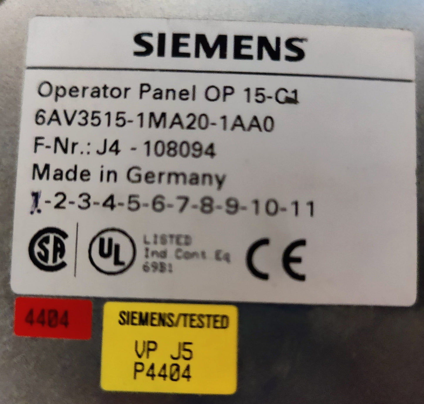 Siemens OP15/C1 Operatørpanel (6AV3515-1MA20-1AA0)