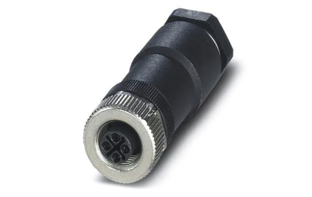 Waldmann, M12 stik med omløber, Lige, Hun, S-Code, for 230Vac lamper